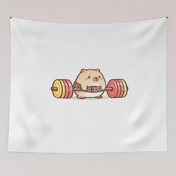 Item preview, Cute Capybara Weightlifting Gym Barbell designed and sold by Digistore1221.