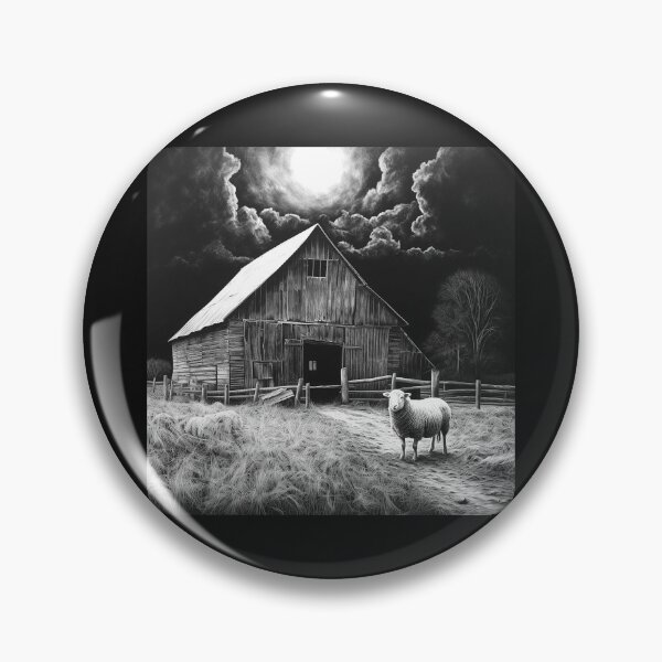 Item preview, Black and White Sheep Farm Barn Rustic Art designed and sold by inkoutninja.