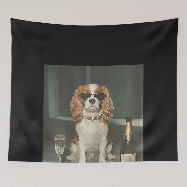 Item preview, Cavalier King Charles Drinking Champagne designed and sold by CriseldaBruning.