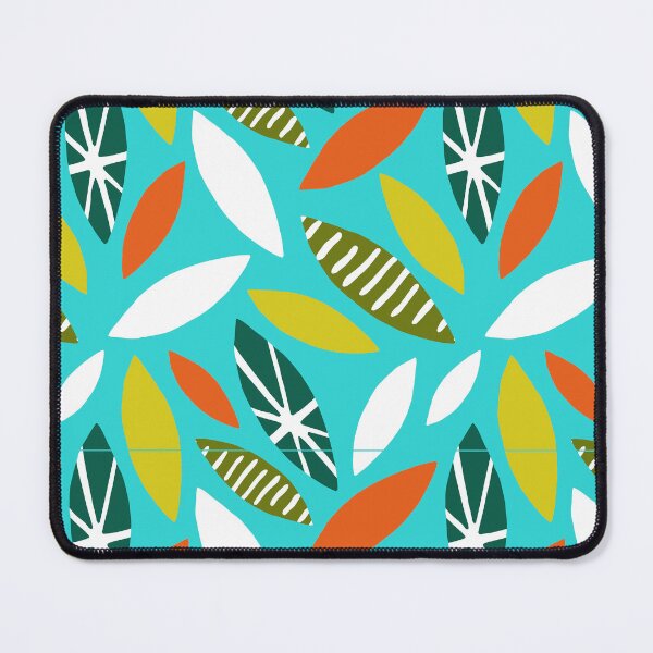 Item preview, Mid-Century Modern Tropical Leaves On Aqua Hues Background designed and sold by DEC02.