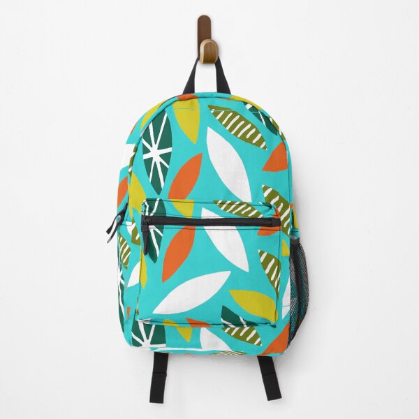 Item preview, Mid-Century Modern Tropical Leaves On Aqua Hues Background designed and sold by DEC02.