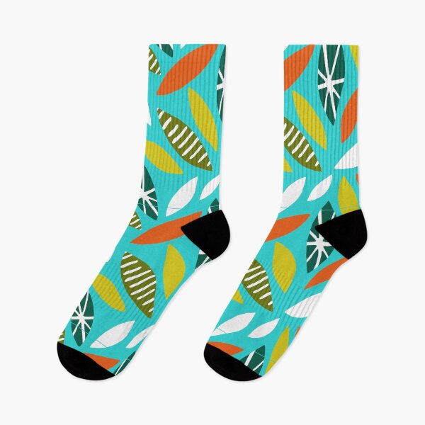 Item preview, Mid-Century Modern Tropical Leaves On Aqua Hues Background designed and sold by DEC02.