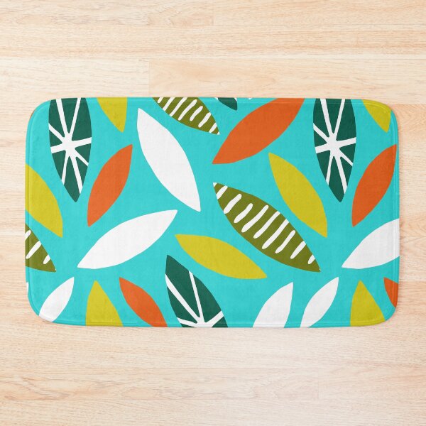 Item preview, Mid-Century Modern Tropical Leaves On Aqua Hues Background designed and sold by DEC02.
