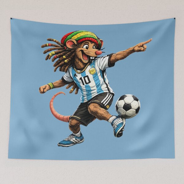 Item preview, Rastafarian Argentina Football Mouse Number 10 designed and sold by digitalbob60.