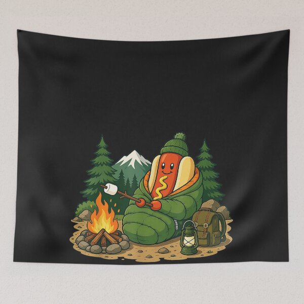 Item preview, Camping Dog Funny Camping Hotdog Cartoon Sausage Camper designed and sold by CriseldaBruning.