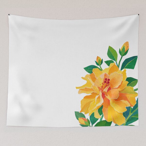 Item preview, Yellow Hibiscus, Detailed Flower, Papercut Collage Illustration, Elegante Design designed and sold by SWSandraWechner.