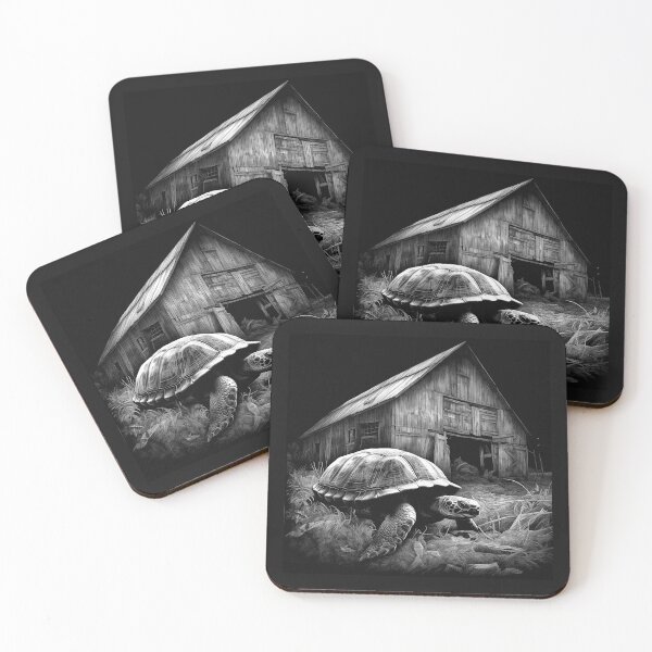 Item preview, Black and White Tortoise Farm Barn Rustic Art designed and sold by inkoutninja.