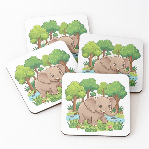 Item preview, Elephant in the Forest Cute Illustration | Kawaii Wild Animal Design designed and sold by morning sun.