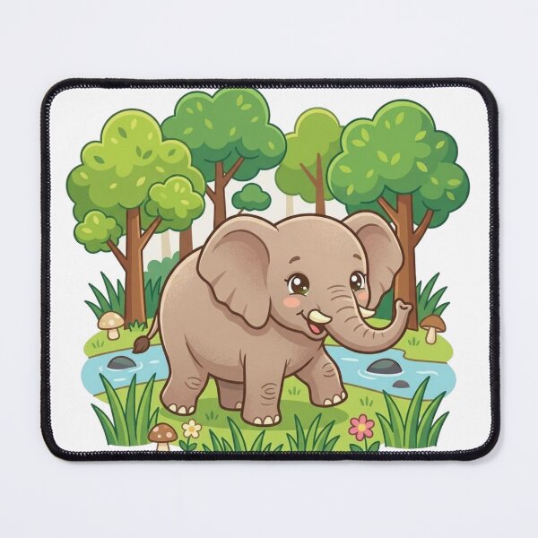Item preview, Elephant in the Forest Cute Illustration | Kawaii Wild Animal Design designed and sold by morning sun.