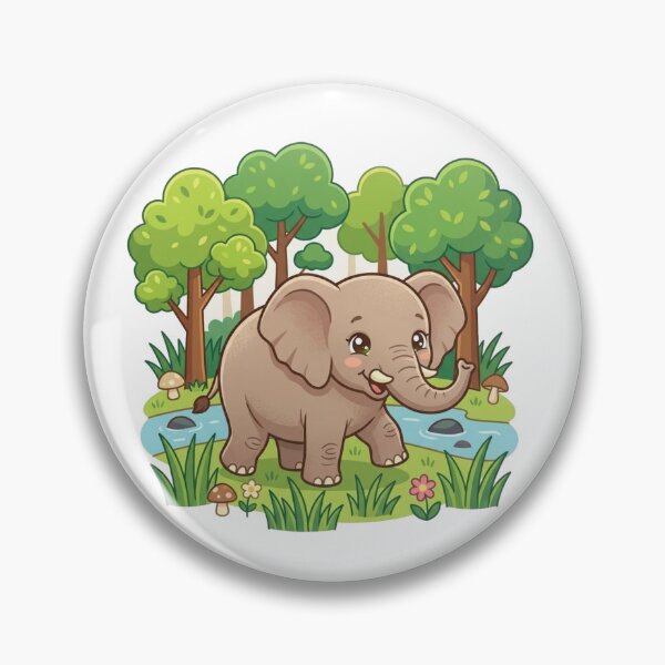 Item preview, Elephant in the Forest Cute Illustration | Kawaii Wild Animal Design designed and sold by morning sun.