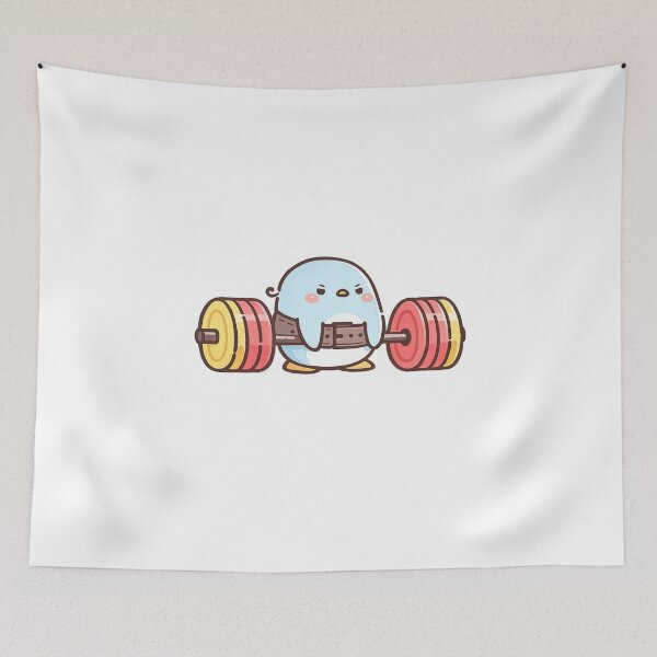 Item preview, Cute Penguin Weightlifting Gym Barbell designed and sold by Digistore1221.