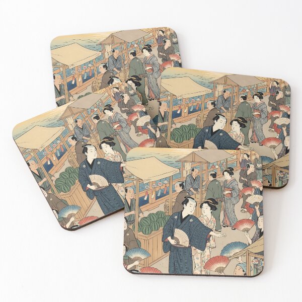Item preview, Summer Festival in Old Edo: Young Master and Town Girl - Traditional Ukiyo-e Art designed and sold by TokyoUkiyoHouse.