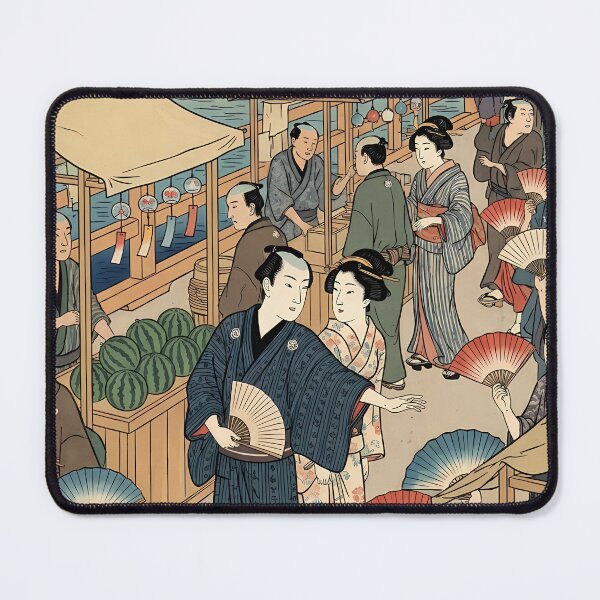 Item preview, Summer Festival in Old Edo: Young Master and Town Girl - Traditional Ukiyo-e Art designed and sold by TokyoUkiyoHouse.