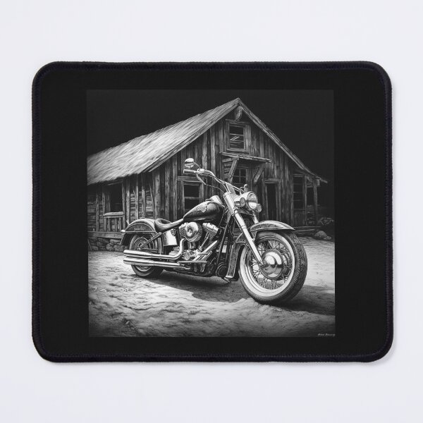 Item preview, Black and White Vintage Motorcycle Barn Art designed and sold by inkoutninja.