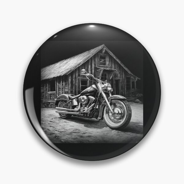 Item preview, Black and White Vintage Motorcycle Barn Art designed and sold by inkoutninja.
