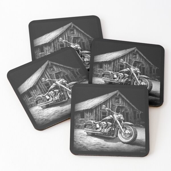 Item preview, Black and White Vintage Motorcycle Barn Art designed and sold by inkoutninja.