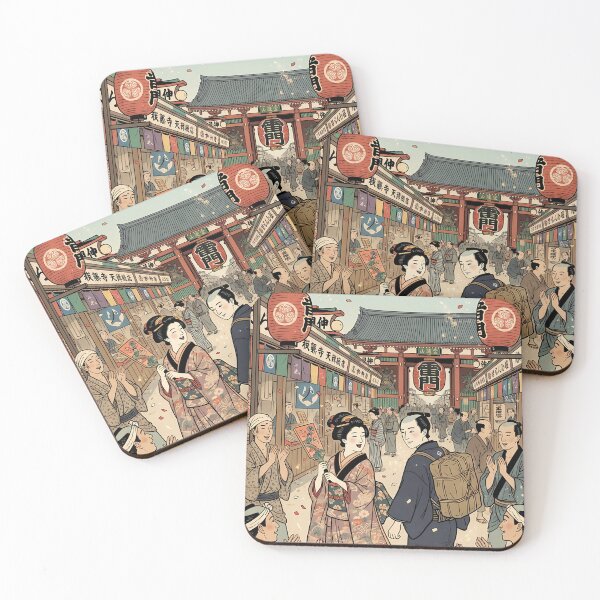 Item preview, New Year at Asakusa Kaminarimon: Daughter with Battledore - Traditional Ukiyo-e Art designed and sold by TokyoUkiyoHouse.