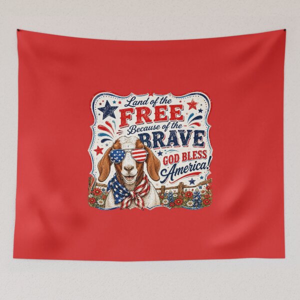 Item preview, Land of the Free Because of the Brave | Patriotic Boer Goat Shirt designed and sold by PralinePeacock.