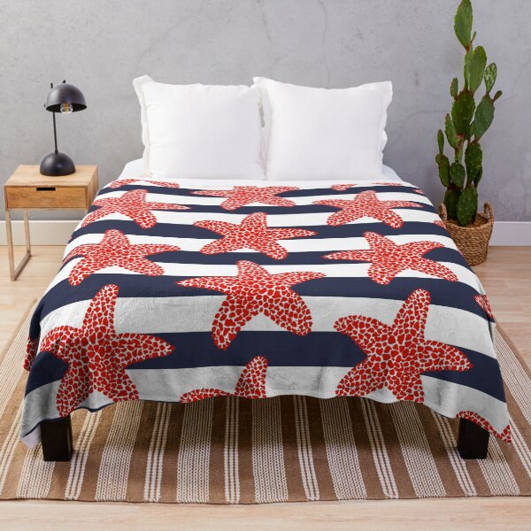 Item preview, Starfish and stripes - red, white and blue nautical pattern designed and sold by Home Cyn Home.
