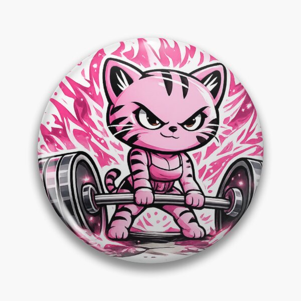 Item preview, Animes Style Fierce Pink Cat Lifting Barbell designed and sold by Digistore1221.