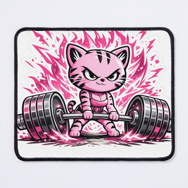 Item preview, Animes Style Fierce Pink Cat Lifting Barbell designed and sold by Digistore1221.