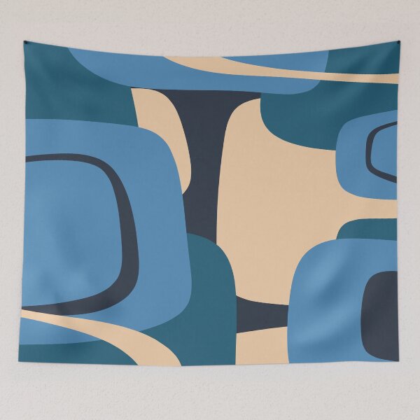 Item preview, Mid Century Modern Retro Abstract Pattern in Blue designed and sold by kierkegaard.