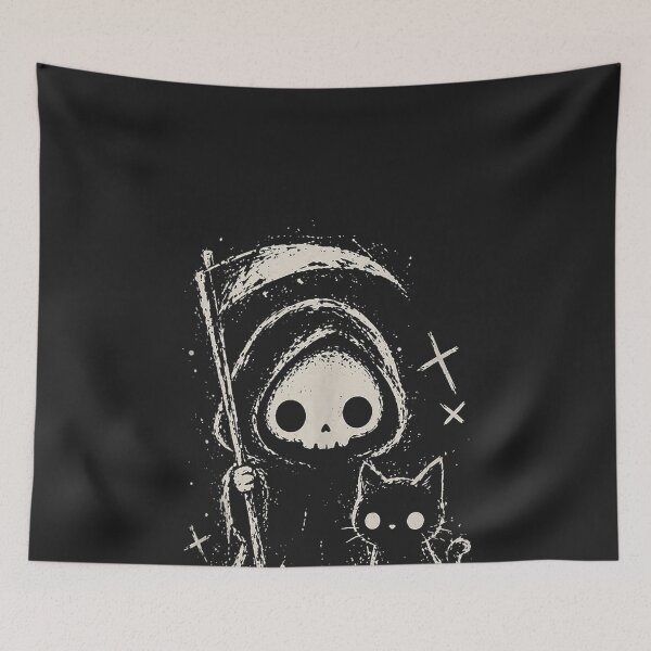 Item preview, Cute Grim Reaper Black Cat Gothic Kawaii Dark Art Tank Top designed and sold by CriseldaBruning.