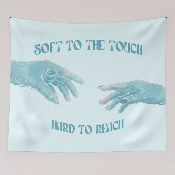 Item preview, Soft to the Touch Hard to Reach — Blue Watercolor Hands Quote | Aesthetic Art Print, Indie Gift designed and sold by ArtofDari.