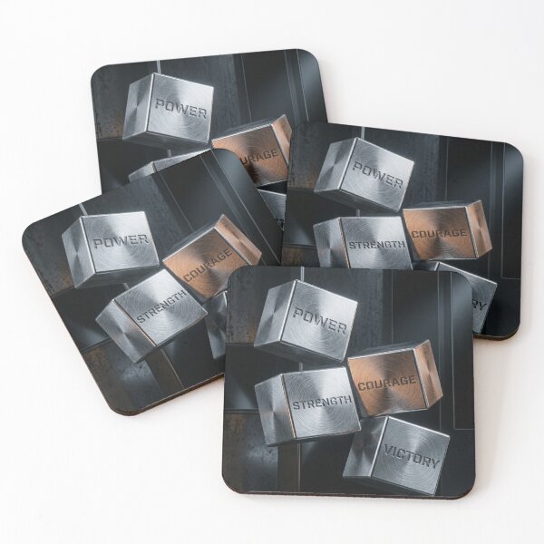 Item preview, POWER STRENGTH COURAGE VICTORY - Metal Cubes Motivational Wall Art designed and sold by RAMHEARTS.