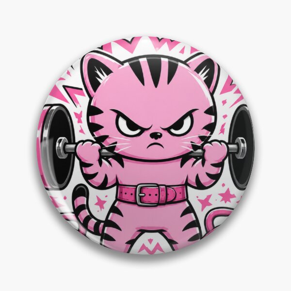 Item preview, Anime Style Fierce Pink Cat Lifting Weights Gym designed and sold by Digistore1221.