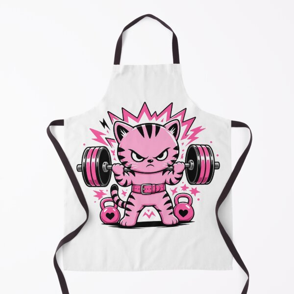Item preview, Anime Style Fierce Pink Cat Lifting Weights Gym designed and sold by Digistore1221.