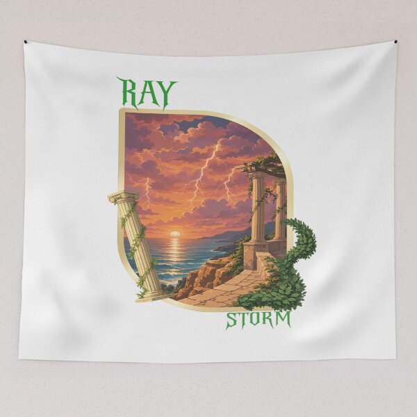 Item preview, Storm Sunset Coast | Fantasy Ocean Cliff Lightning Landscape Art designed and sold by RAYapparel.