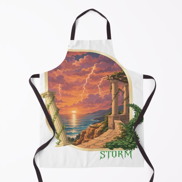 Item preview, Storm Sunset Coast | Fantasy Ocean Cliff Lightning Landscape Art designed and sold by RAYapparel.