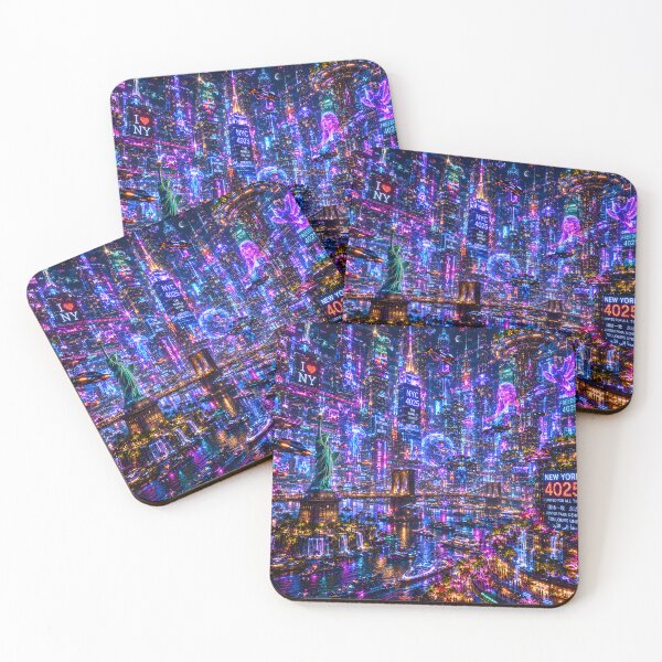 Item preview, New York 4025 Cyberpunk Cityscape | Futuristic Neon Skyline with Flying Cars and Holograms designed and sold by RockyLambda.