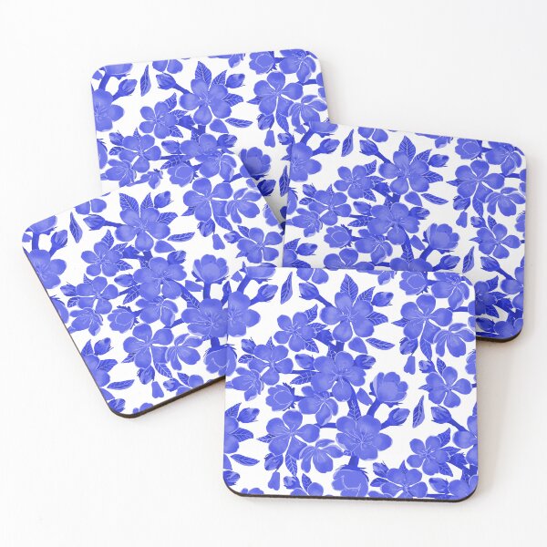 Item preview, Cherry Blossom Dark Royal Blue Botanical Floral designed and sold by altastudio.