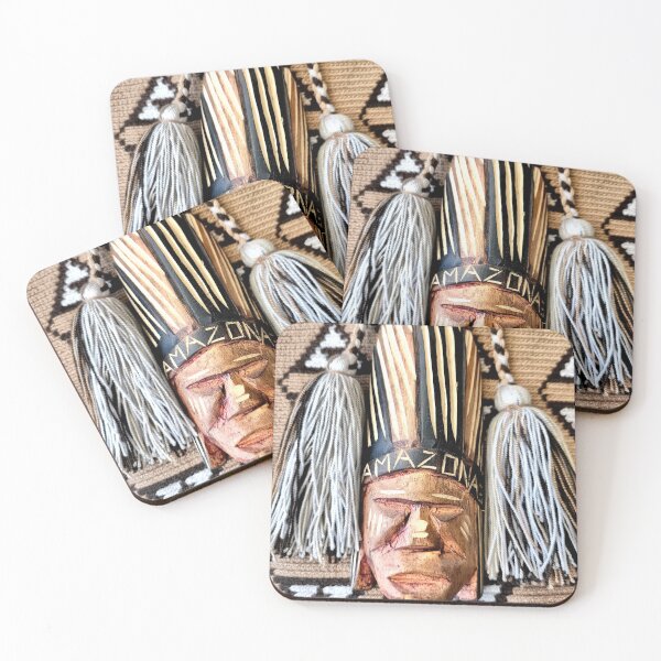 Item preview, Indigenous Amazonian Mask on a Handmade Backpack designed and sold by ElementoVisual.
