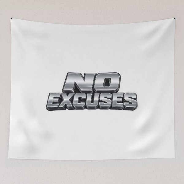 Item preview, No Excuses Metallic Chrome 3D Gym Typography designed and sold by Digistore1221.