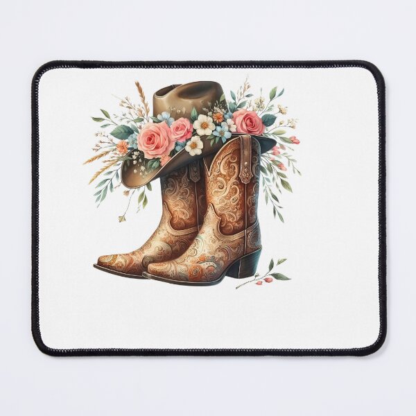 Item preview, Floral Cowboy Boots and Hat Art designed and sold by HUTEND.