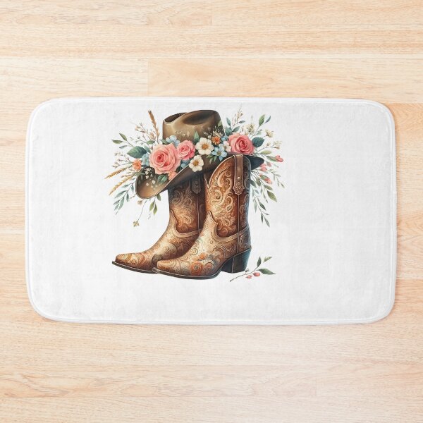 Item preview, Floral Cowboy Boots and Hat Art designed and sold by HUTEND.