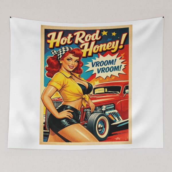 Item preview, Hot Rod Girl Motor Racing Pin Up Vintage designed and sold by JonelleTshirts.