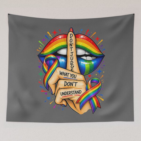 Item preview, Don't Judge What You Don't Understand LGBT Pride Rainbow Lip designed and sold by KristineLi.