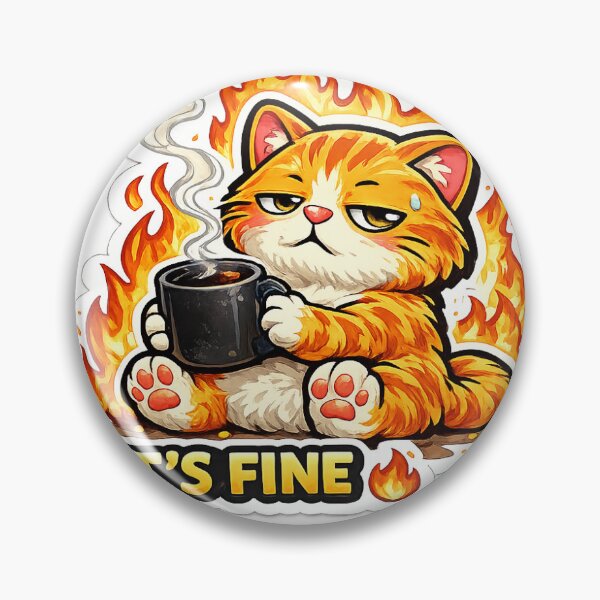 Item preview, It's Fine Cat On Fire Sticker designed and sold by GlyphDrop.