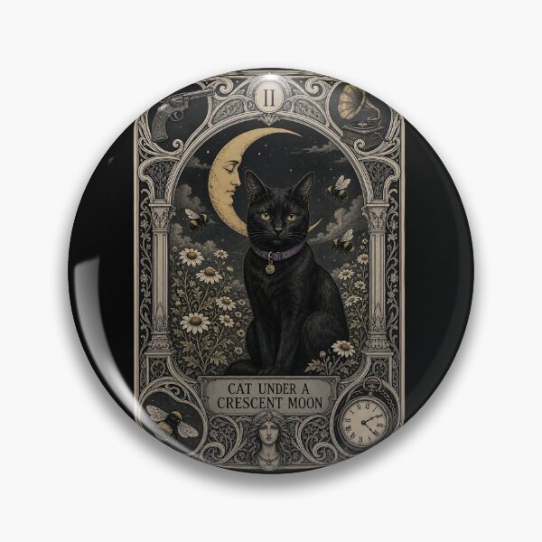 Item preview, Cat Under a Crescent Moon. Tarot Card designed and sold by Birdie and Flynn.