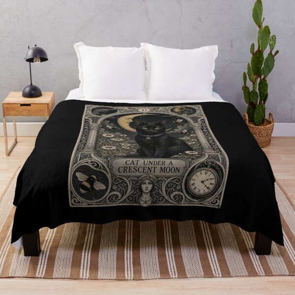 Item preview, Cat Under a Crescent Moon. Tarot Card designed and sold by Birdie and Flynn.