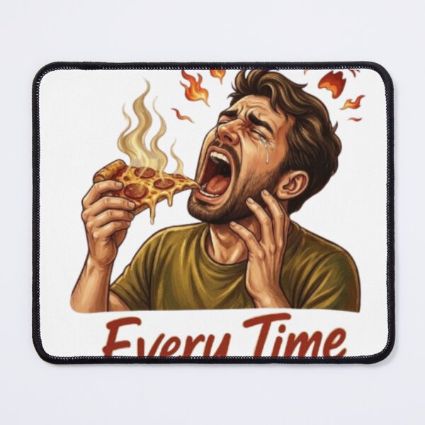 Item preview, Every Time Hot Pizza Burn – Funny Crying Guy Eating Spicy Slice Graphic designed and sold by Northern Glow Art.