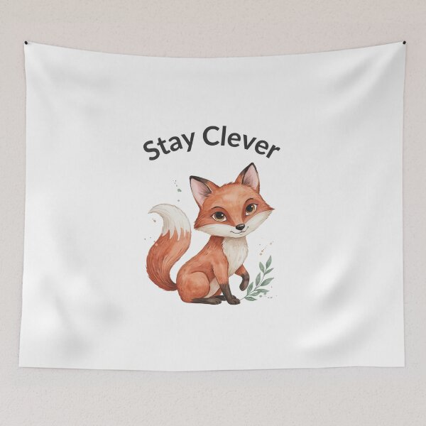 Item preview, Stay Clever Fox Watercolor Illustration | Cute Woodland Animal Art designed and sold by Cool-cat-art.