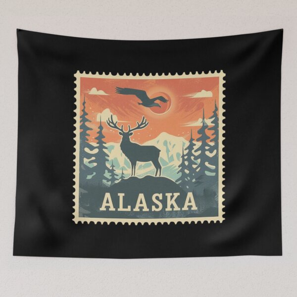 Item preview, Alaska Vintage Postage Stamp - Stag and Eagle designed and sold by tiigerdad.