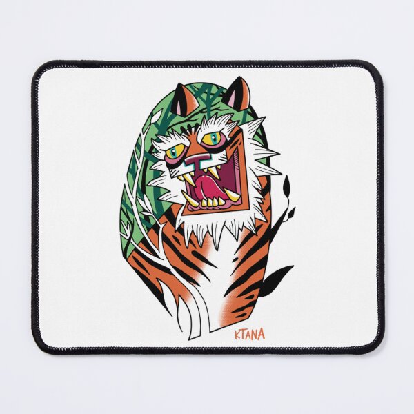 Item preview, Traditional Tattoo Crazy Tiger Head Roaring Illustration designed and sold by ARTBYKTANA.