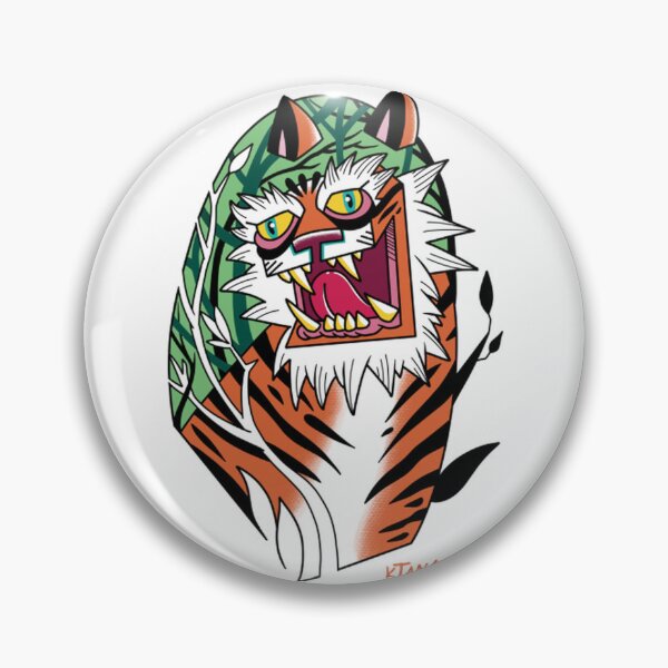 Item preview, Traditional Tattoo Crazy Tiger Head Roaring Illustration designed and sold by ARTBYKTANA.