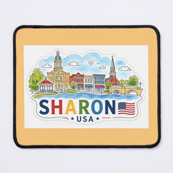 Item preview, Sharon USA Cute One-Line Skyline Label Label Text SHARON USA designed and sold by PaintMeWorld.